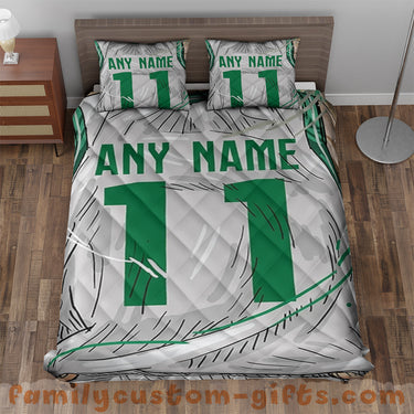 Custom Quilt Sets Boston Jersey Personalized Basketball Premium Quilt Bedding for Men Women